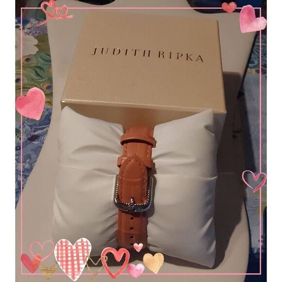 JUDITH RIPKA Mother-of-Pearl & CZ Pink Leather & Silver Harper Watch~1.5 Ct - Picture 2 of 6